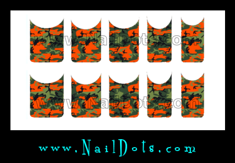 Orange and Green Camo Nail Tips
